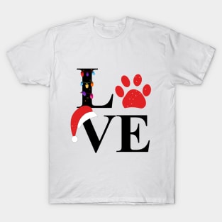 Love text with paw print and colorful light bulb T-Shirt